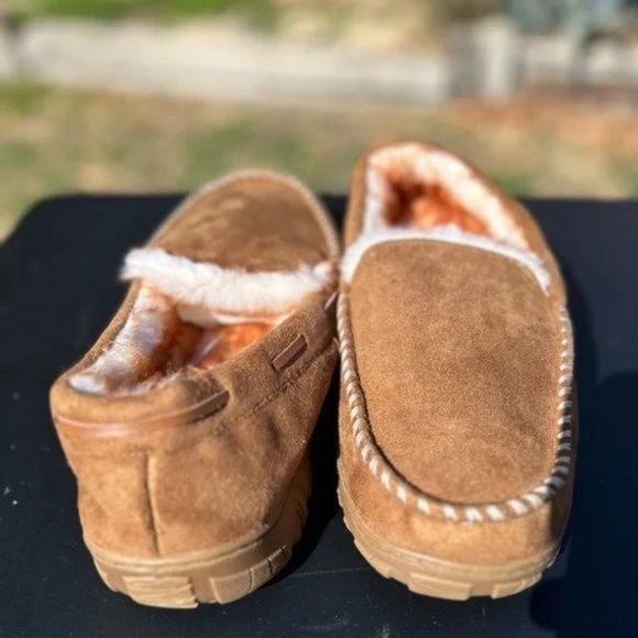 Mens Faux Fur Lined Slip On Moccasins - Picture 9 of 11